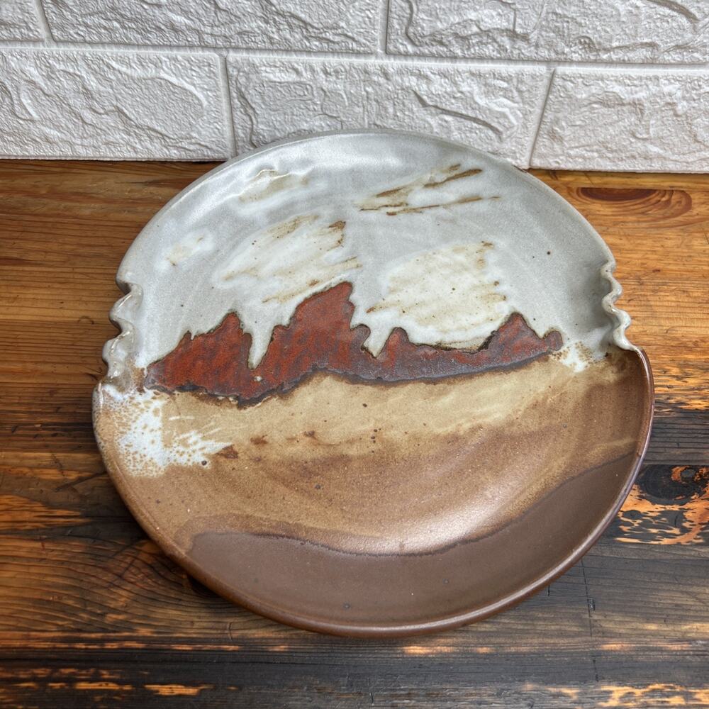 Vintage Studio Pottery Plate • Signed • Southwest Landscape • 1977